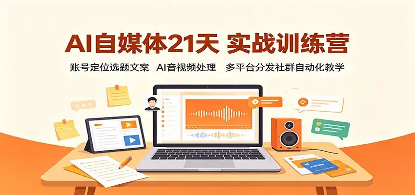 AI自媒体21天实战训练营：账号定位选题文案，AI音视频处理，多平台分发社群自动化教学-星云网创