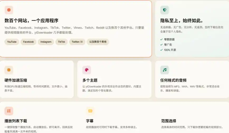 YouTube、B站超100+平台视频免费下载，超级好用，多平台免费开源热门视频下载器ytDownloader-星云网创