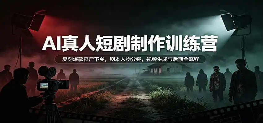 AI真人短剧制作训练营:复刻爆款丧尸下乡,剧本人物分镜,视频生成与后期全流程-星云网创