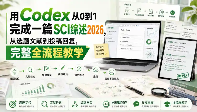 用Codex从0到1完成一篇SCI综述2026，从选题文献到投稿回复，完整全流程教学-星云网创