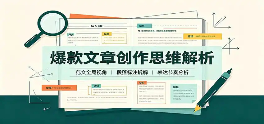 爆款文章创作思维解析:全局视角拆解范文,梳理行文逻辑,搭配真实拆文实操案例-星云网创