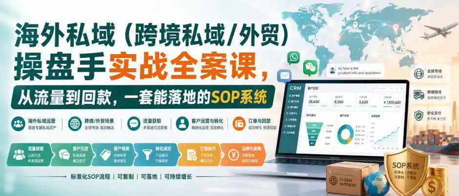 海外私域(跨境私域/外贸)操盘手实战全案课，从流量到回款，一套能落地的SOP系统-星云网创