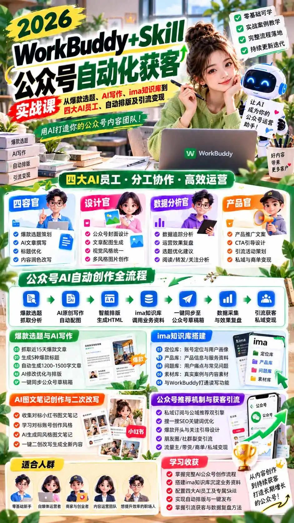 WorkBuddy + Skill公众号自动化获客实战课：从爆款选题、AI写作、ima知识库到四大AI员工、自动排版及引流变现-星云网创