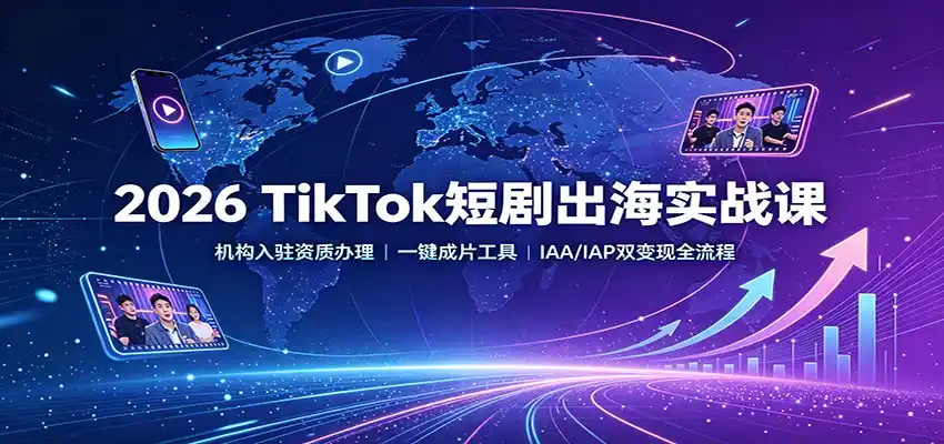 2026 TikTok短剧出海实战课：机构入驻资质办理，一键成片工具，IAA/IAP双变现全流程-星云网创