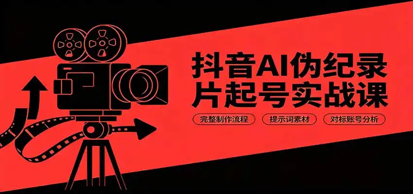 抖音AI伪纪录片起号实战课：完整制作流程，提示词素材，对标账号分析-星云网创