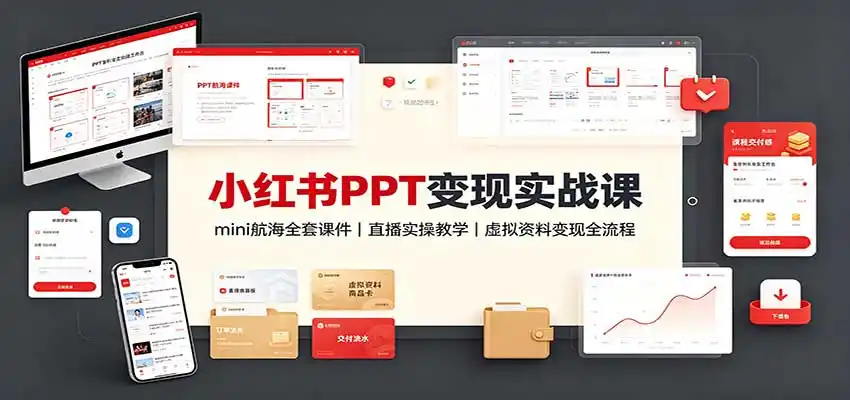 小红书PPT变现实战课：mini航海全套课件+直播实操教学，虚拟资料变现全流程-星云网创