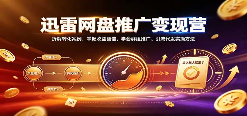 迅雷网盘推广变现营:拆解转化案例,掌握收益翻倍,学会群组推广、引流代发实操方法-星云网创