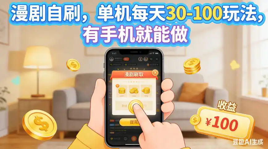 漫剧自刷，单机每天30-100玩法，有手机就能做，可矩阵操作放大收益【揭秘】-星云网创