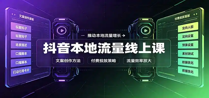 抖音本地流量线上课：账号搭建拍摄剪辑，文案创作与付费投放教学-星云网创