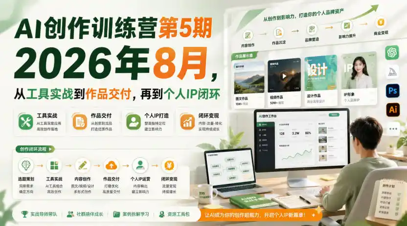 AI创作训练营第5期2026年8月，从工具实战到作品交付，再到个人IP闭环(更新0910)-星云网创
