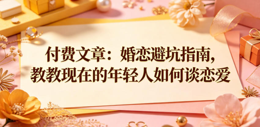 付费文章：婚恋避坑指南，教教现在的年轻人如何谈恋爱-星云网创