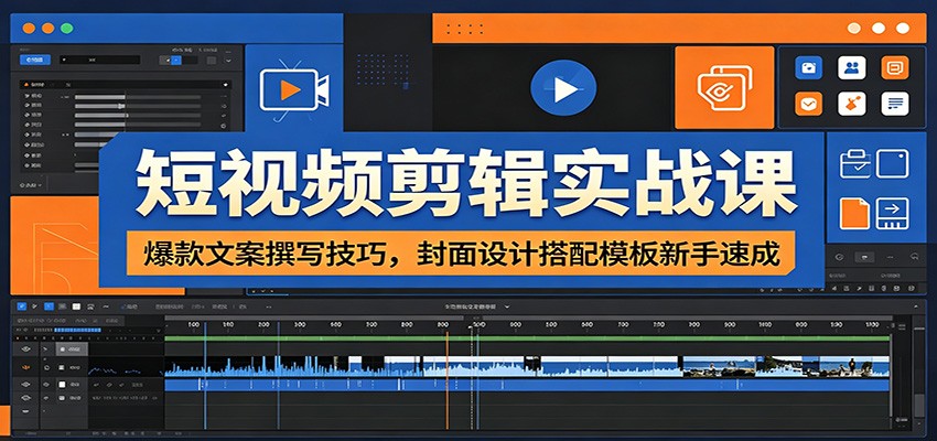 短视频剪辑实战课：爆款文案撰写技巧，封面设计搭配模板新手速成-星云网创