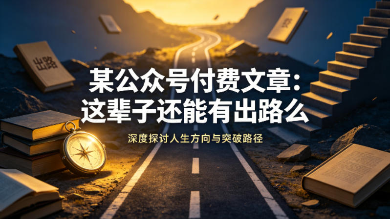 某公众号付费文章：这辈子还能有出路么-星云网创