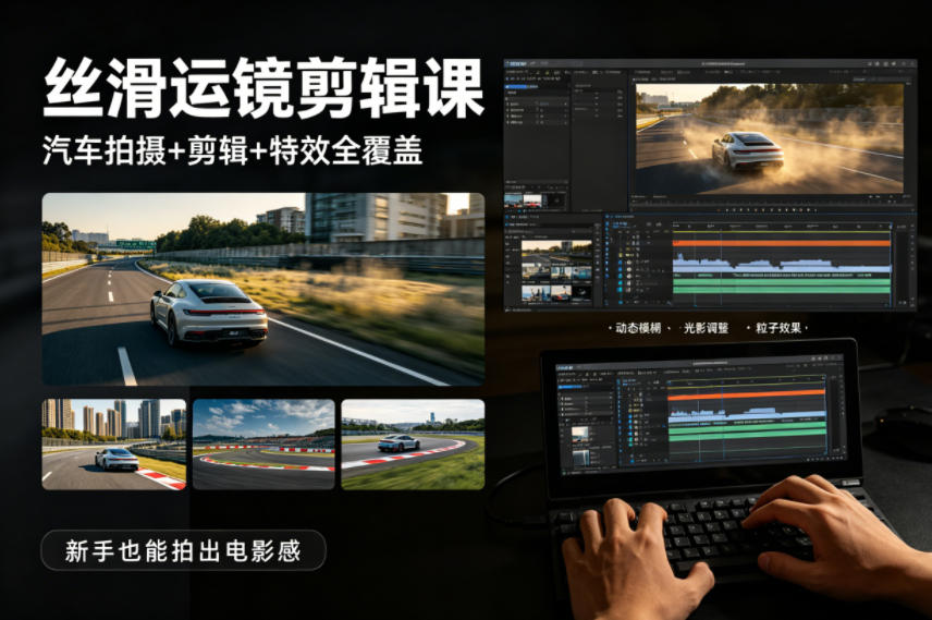 大叔丝滑运镜剪辑课，汽车拍摄+剪辑+特效全覆盖，新手也能拍出电影感-星云网创