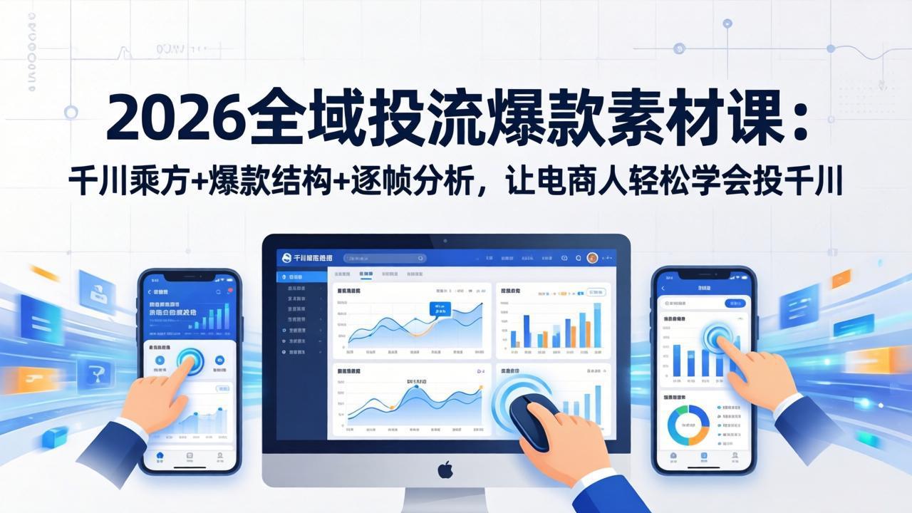 2026全域投流爆款素材课：千川乘方+爆款结构+逐帧分析，让电商人轻松学会投千川-星云网创