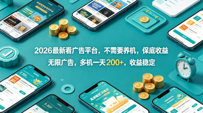 2026最新看广告平台，不需要养机，保底收益，无限广告，多机一天200+，收益稳定【揭秘】-星云网创