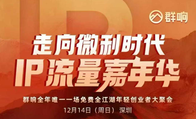 2025ip嘉年华万人12月14深圳线下课，走向微利时代，IP流量嘉年华，实操性极强的商业干货课-星云网创
