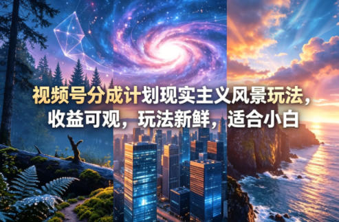 视频号分成计划现实主义风景玩法，收益可观，玩法新鲜，适合小白-星云网创