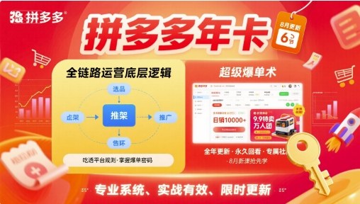 拼多多年卡【8月更新6节】拼多多全链路运营底层逻辑，超级爆单术-星云网创