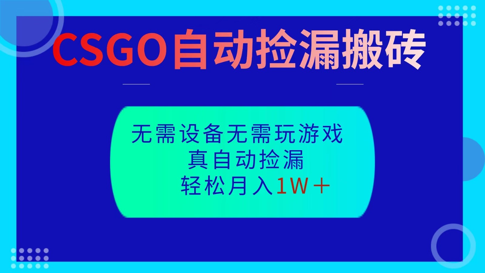 CSGO自动捡漏搬砖，当天操作当天见结果，无需了解游戏，包教包会包落地-星云网创