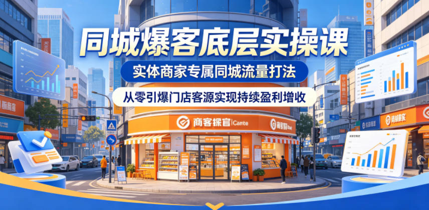 同城爆客底层实操课，实体商家专属同城流量打法，从零引爆门店客源实现持续盈利增收-星云网创