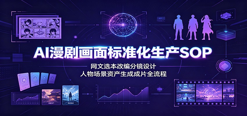 AI漫剧画面标准化生产SOP：网文选本改编分镜设计，人物场景资产生成成片全流程-星云网创