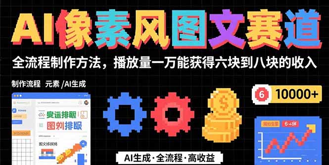 AI像素风图文赛道：全流程制作方法，播放量一万能获得6块到8块的收入-星云网创