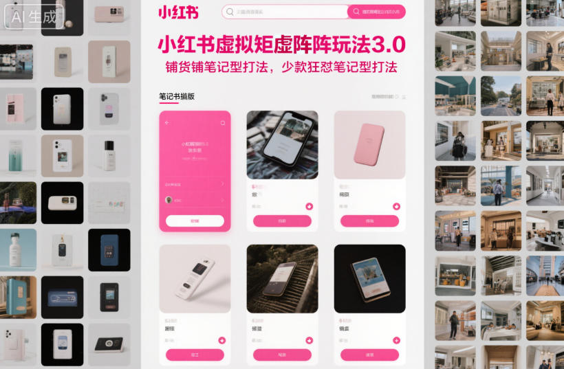 小红书虚拟矩阵玩法3.0，铺货铺笔记型打法，少款狂怼笔记型打法-我要项目网