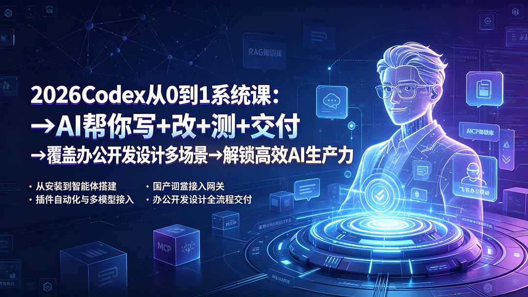 2026Codex从0到1系统课：→AI帮你写+改+测+交付→覆盖办公开发设计多场景→解锁高效AI生产力-星云网创