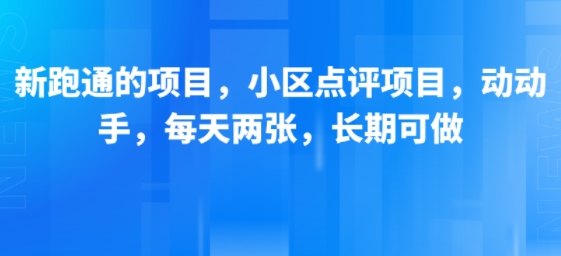 新跑通的项目，小区点评项目，动动手，每天两张，长期可做-星云网创