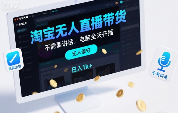 淘宝无人直播带货，不需要出镜，不需要讲话，电脑全天开播，轻松上手，日入1k+【揭秘】-星云网创