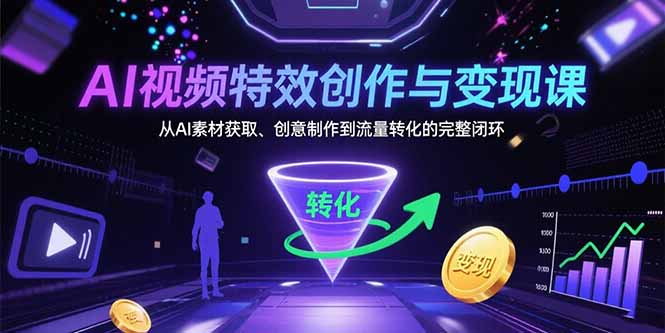 AI视频特效创作与变现课：从AI素材获取、创意制作到流量转化的完整闭环-星云网创