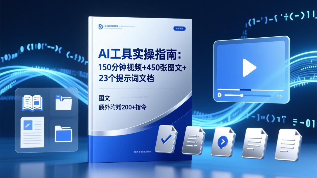 AI工具实操指南：150分钟视频+450张图文+23个提示词文档，额外附赠200+指令-星云网创