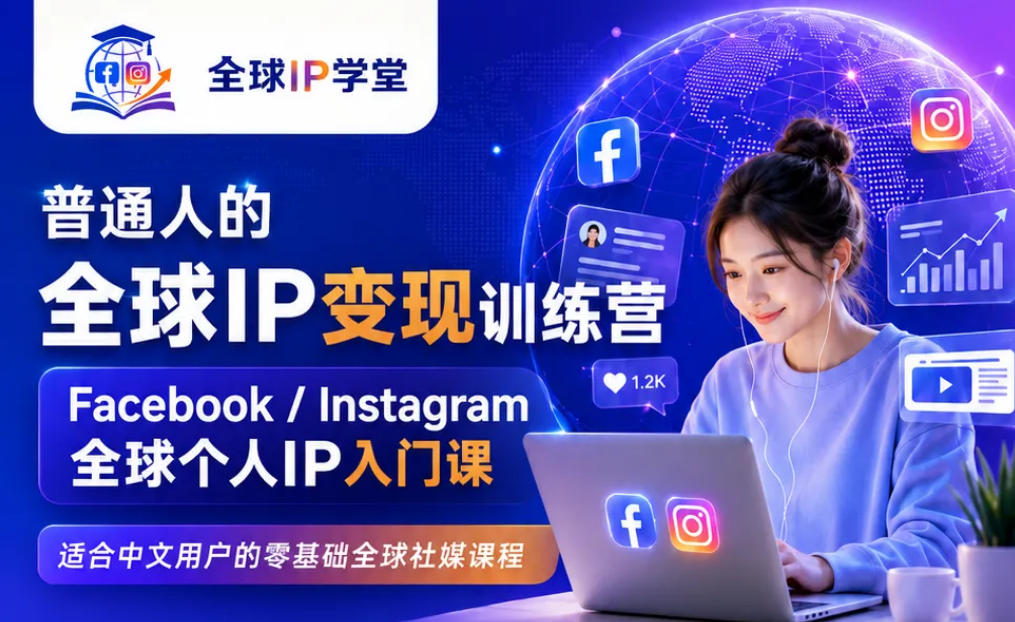 普通人的全球IP变现训练营，Facebook/Instagram全球个人IP入门课，零基础全球社媒课程-星云网创