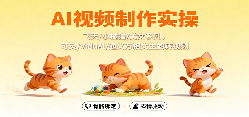 AI视频制作实操,飞天/小橘猫/美女系列,可灵/ViduAl/通义万相文生图转视频-星云网创