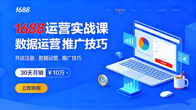 1688运营实战课：开店注册、数据运营、推广技巧，30天月销破10万+-柚子轻创