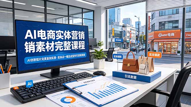 AI电商实体营销素材完整课程，AI创意短片完美复刻实景，实体店一键生成宣传引流短视频-星云网创