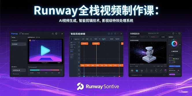 Runway全栈视频制作课：AI视频生成，智能剪辑技术，影视级特效处理系统-星云网创