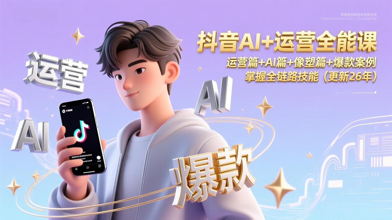 抖音AI+运营全能课，运营篇+AI篇+像塑篇+爆款案例，掌握全链路技能(更新26年-星云网创