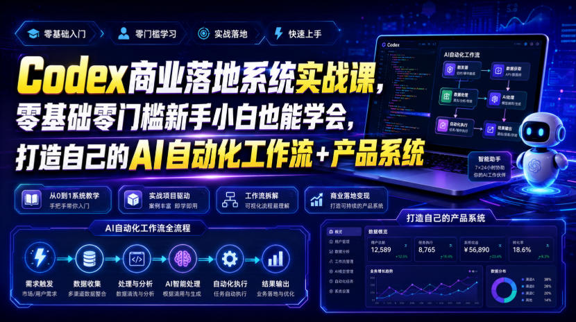 Codex商业落地系统实战课，零基础零门槛新手小白也能学会，打造自己的AI自动化工作流+产品系统-星云网创