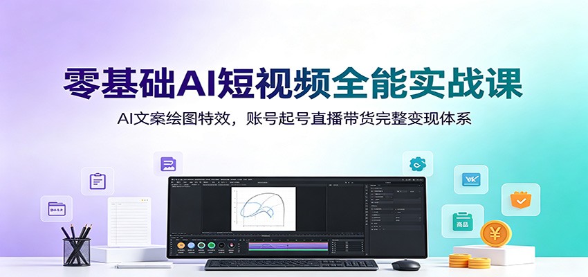 零基础AI短视频全能实战课：AI文案绘图特效，账号起号直播带货完整变现体系-星云网创
