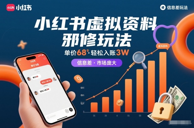小红书虚拟资料邪修玩法，单价68，轻松入账3W，信息差玩法，市场庞大-星云网创