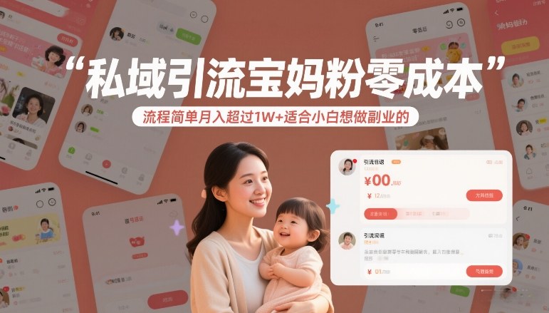 私域引流宝妈粉零成本流程简单月入超过1W+适合小白想做副业的-星云网创