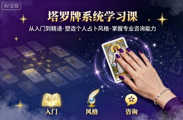 塔罗牌系统学习课，助你从入门到精通，塑造个人占卜风格，掌握专业咨询能力-星云网创