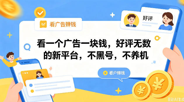 看一个广告一块钱，好评无数的新平台，不黑号，不养机，一撸几十块钱还是不错的【揭秘】-星云网创