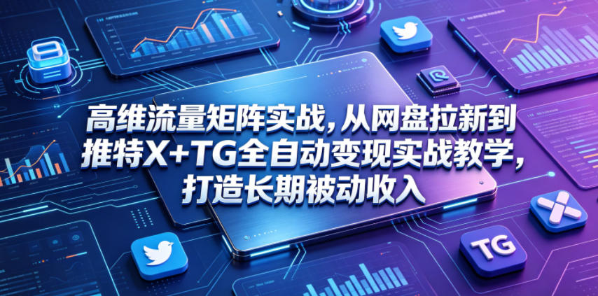 高维流量矩阵实战，从网盘拉新到推特X+TG全自动变现实战教学，打造长期被动收入-星云网创