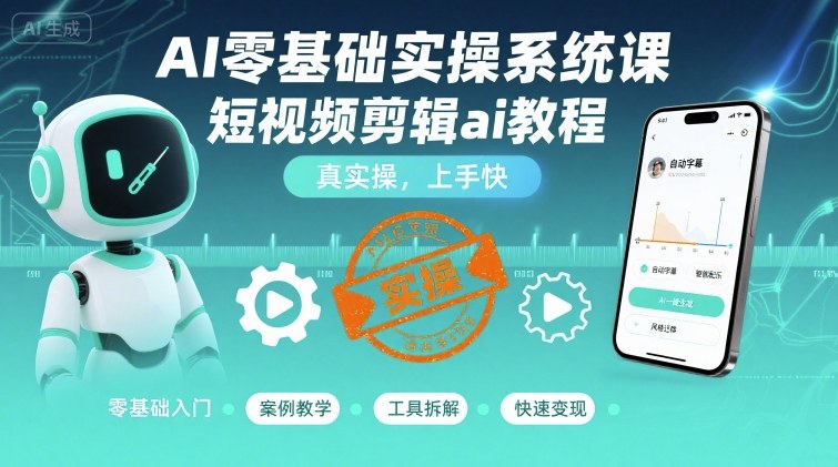 AI零基础实操系统课，短视频剪辑ai教程，真实操，上手快-星云网创