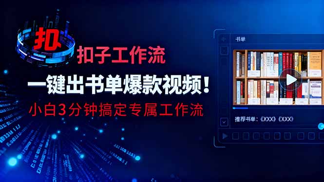 利用扣子工作流一键生成书单爆款视频，小白三分钟搞定专属工作流-星云网创