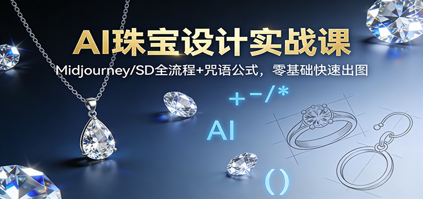 AI珠宝设计实战课：Midjourney/SD全流程+咒语公式，零基础快速出图-星云网创