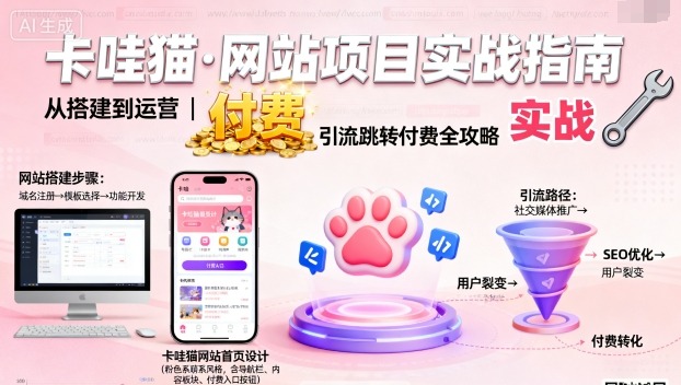 卡哇猫·网站项目，网站搭建与运营以及引流跳转付费-星云网创